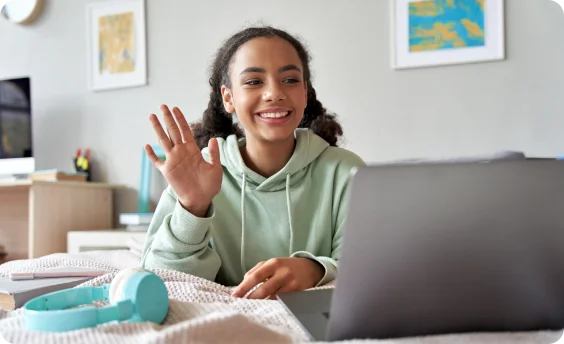 Student attending to an online class at home