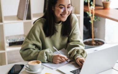 Student attending to an online class