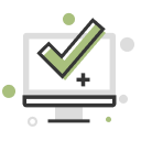 Computer screen with checkmark inside icon