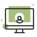 Computer screen with avatar inside icon